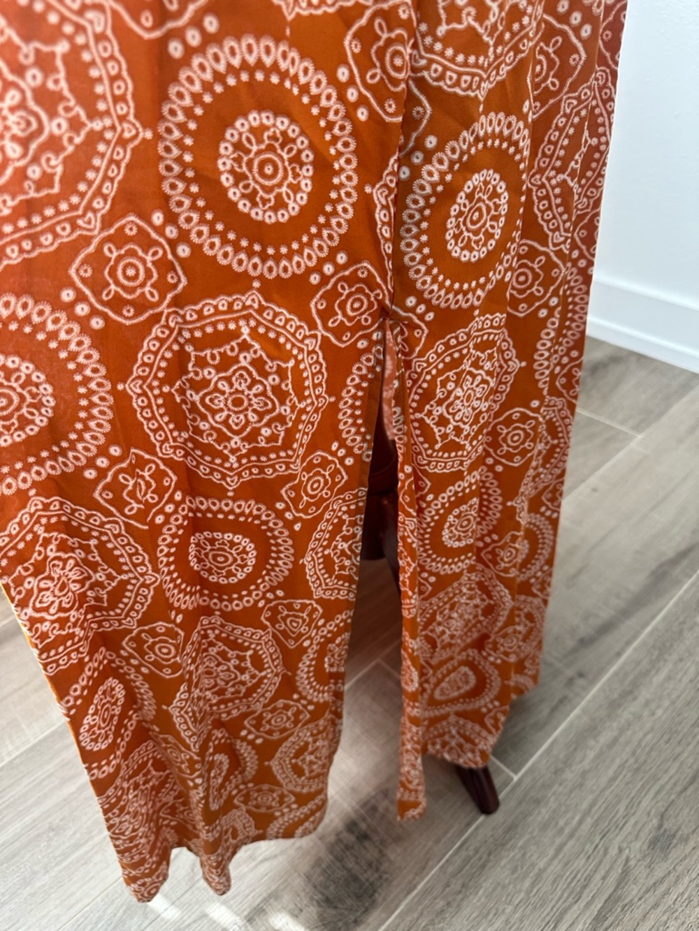 MSK Rayon Orange and White Printed Maxi Dress - Picture 3 of 9